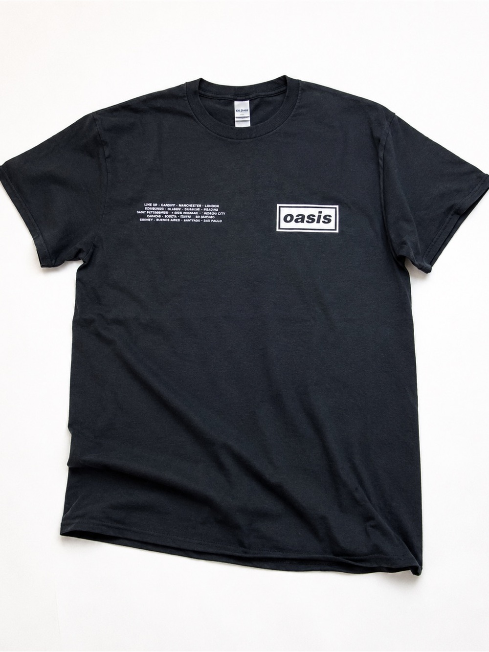 Gildan Black Oasis Logo Short-Sleeve Tee with White Print UNISEX SIZE L
